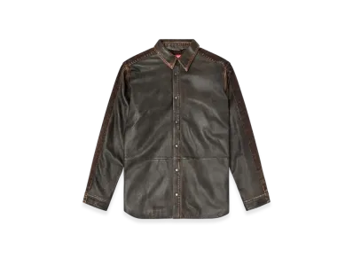 Diesel S-Frey Leather And Denim Shirt "Black"