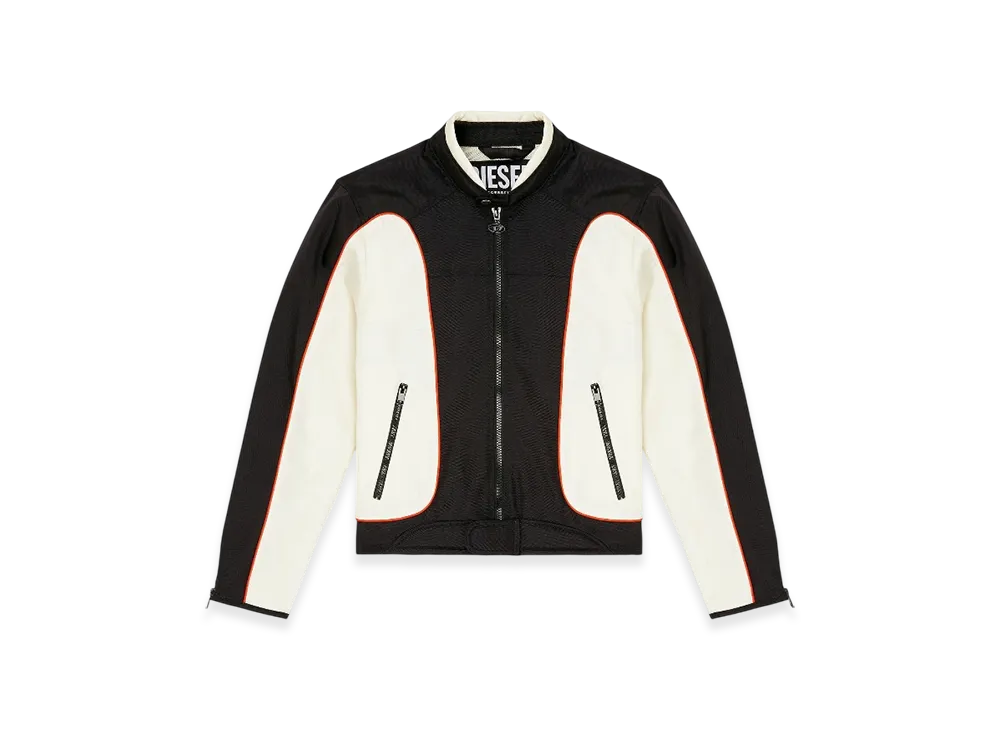 Diesel J-Blink-A Color-Block Biker Jacket With Piping "White Black"
