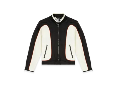 Diesel J-Blink-A Color-Block Biker Jacket With Piping "White Black"
