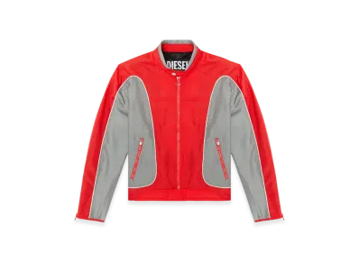 Diesel J-Blink-A Color-Block Biker Jacket With Piping "Red Gray"