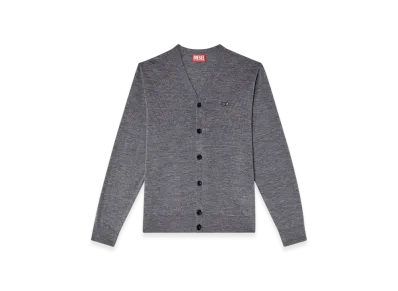 Diesel K-Volto Wool Cardigan With Cut-Out Logo "Gray"