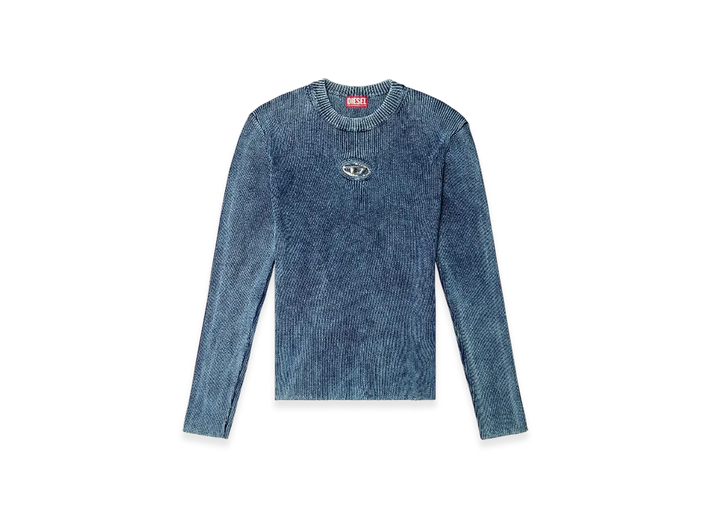 Diesel K-Darin-D Distressed Jumper With Cut-Out Logo "Blue"
