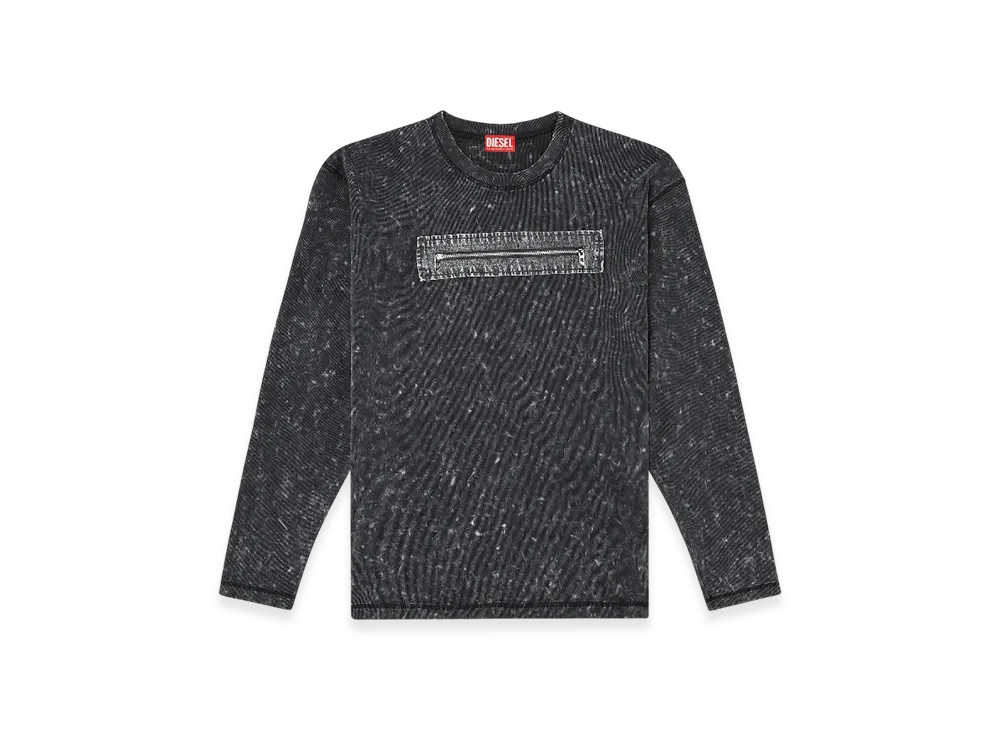 Diesel T-Auser Marble-Effect Top With Zipped Cu-Outs "Black"