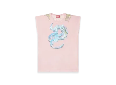 Diesel T-Boxt-Sl-R1 Tank Top With Tattoo Graphics "Pink"