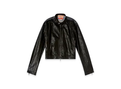 Diesel D-Glory-Dd Denim Moto Jacket With Coated Front "Black"