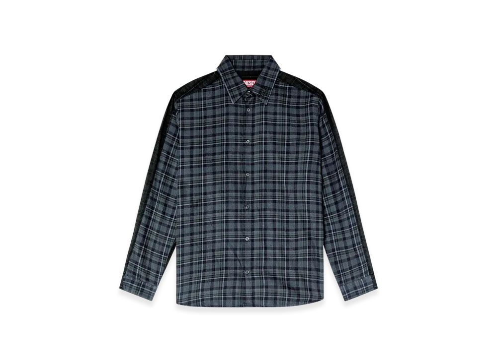 Diesel S-Simply-Check Spliced Check Flannel Shirt "Black Blue"
