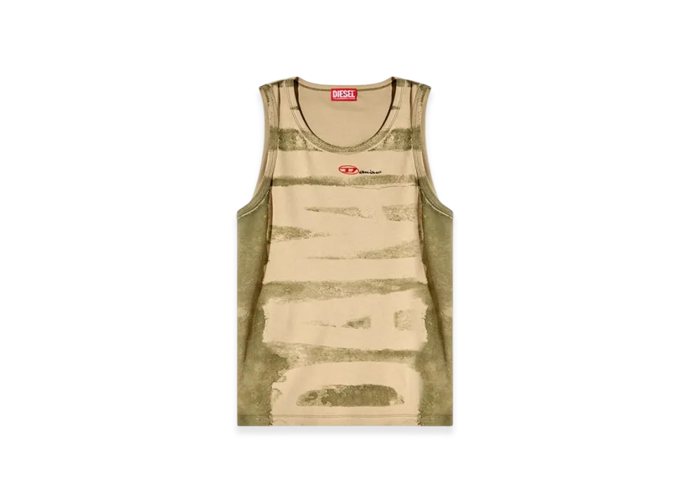 Diesel T-Lifty-Bleeding-Dd Tank Top With Damiano Print "Green"