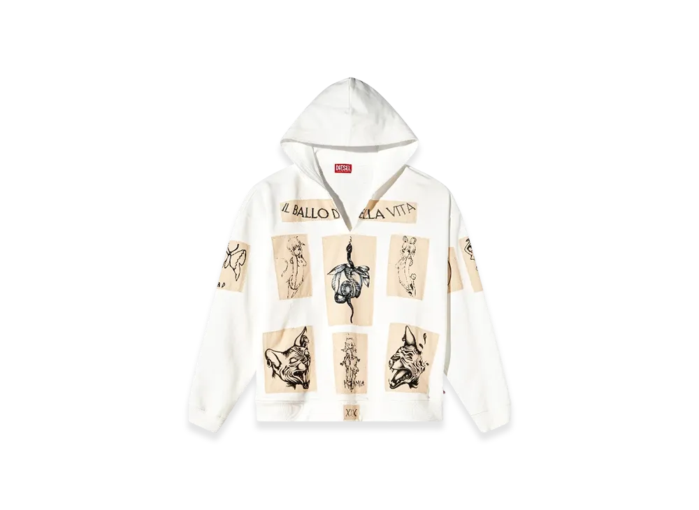 Diesel S-Boxt-Hood-Dd Hoodie With Tattoo Patches "White"
