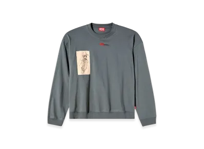 Diesel S-Boxt-LS-1P-Dd Long-Sleeve T-Shirt With Tattoo Patches "Gray"