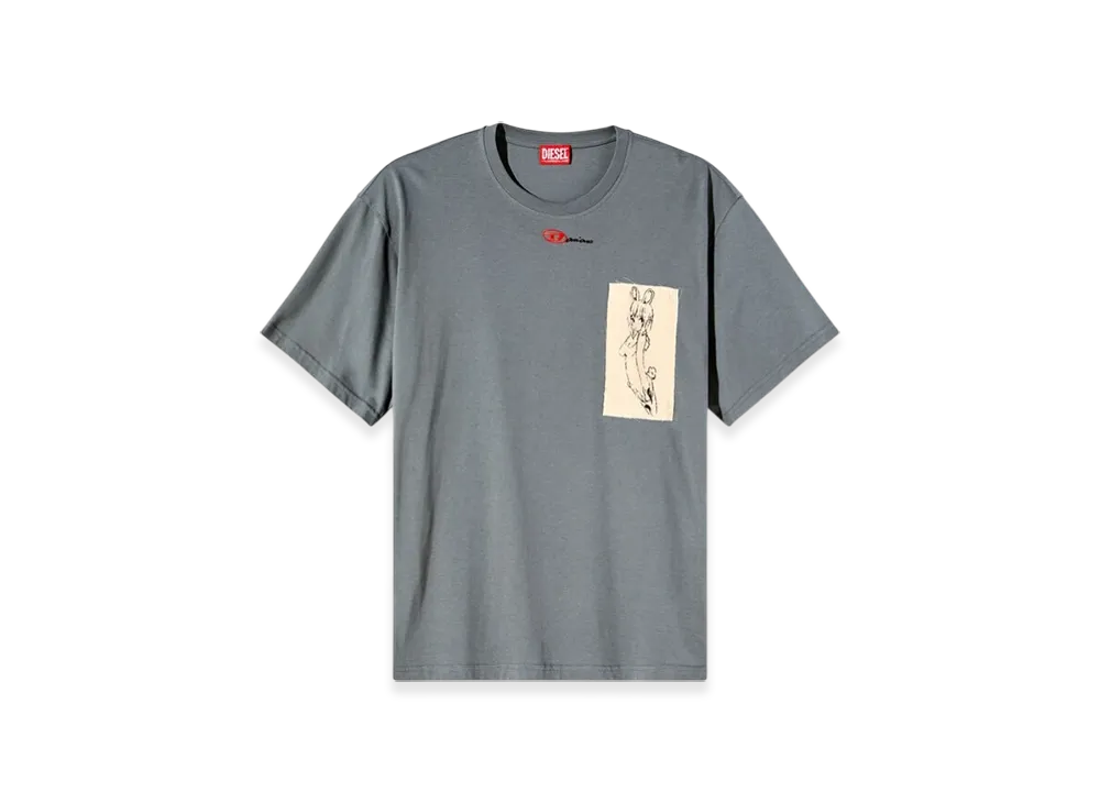 Diesel T-Boxt-1P-Dd T-Shirt With Tattoo Patch "Gray"