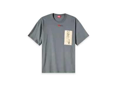 Diesel T-Boxt-1P-Dd T-Shirt With Tattoo Patch "Gray"