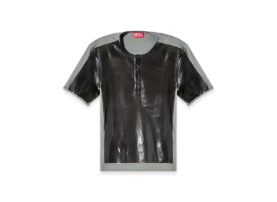Diesel T-Ribber-Dd Henley T-Shirt With Coated Front "Dark Gray"