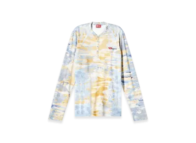 Diesel T-Juser-Dd Henley Top With Camo Print "Blue Yellow"