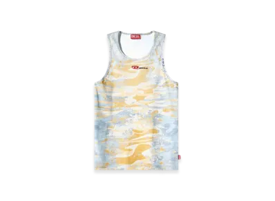 Diesel T-Lifty-Dd Camo Tank Top In Stretch Cotton "Blue Yellow"
