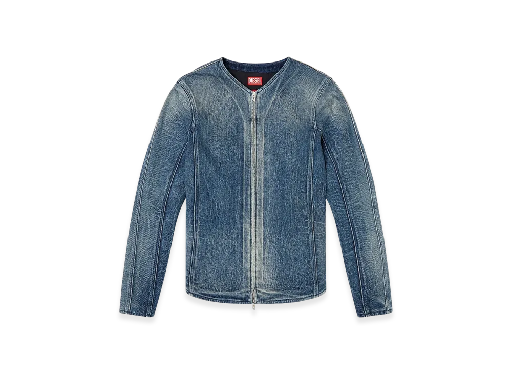 Diesel D-Cardi-Fsg Jacket In Ghost Embossed Denim "Medium Blue"