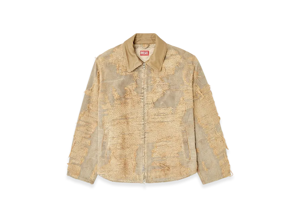 Diesel D-Ivar-Fsg Jacket In Overdyed Floating-Thread Denim "Light Brown"