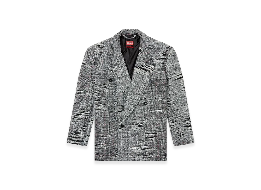 Diesel D-Pekka-Fsg Blazer In Distressed Prince Of Wales Denim "Gray"