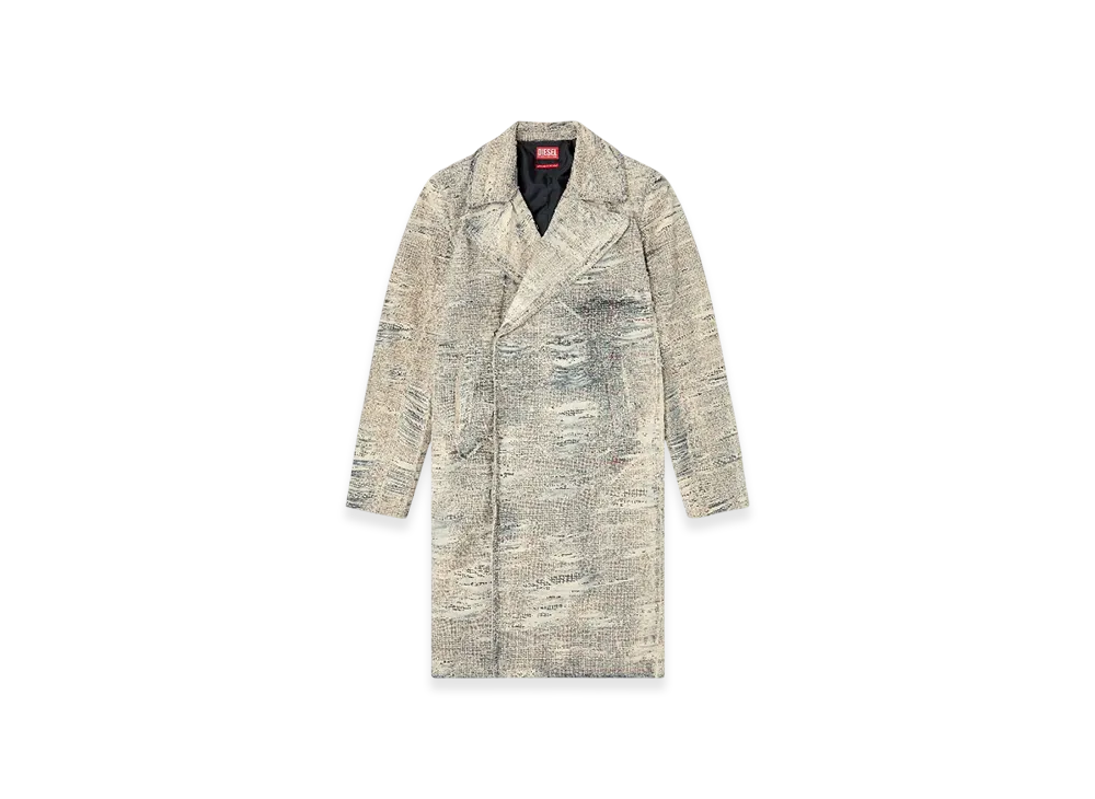 Diesel D-Isco-Fsg Coat In Distressed Prince Of Wales Denim "Gray"