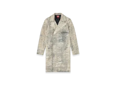 Diesel D-Isco-Fsg Coat In Distressed Prince Of Wales Denim "Gray"