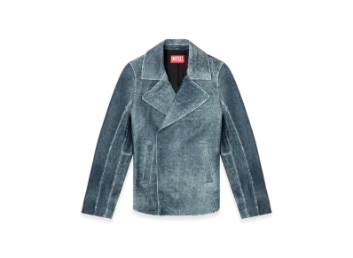 Diesel L-Werner Jacket In Denim-Treated Leather "Dark Blue"