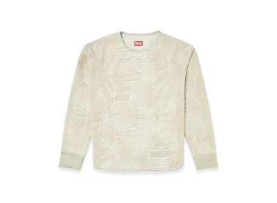 Diesel D-Just-Fsg1 Sweater In Micro-Distressed Jacquard Denim "Light Grey"