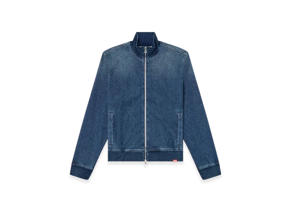 Diesel D-Buzye-S Track Zip-Up Sweater In Track Denim "Dark Blue"