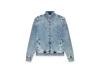 Diesel D-Buzye-S Track Zip-Up Sweater In Trompe LOeil Track Denim "Light Blue"
