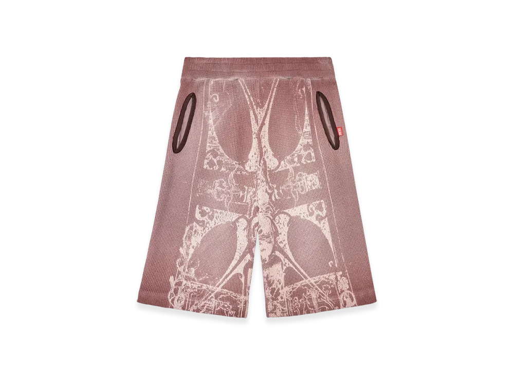 Diesel P-Warky-Short Waffle Shorts With Medieval Print "Violet"