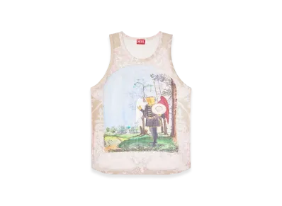 Diesel T-Aly Tank Top With Medieval Print "Pink White"