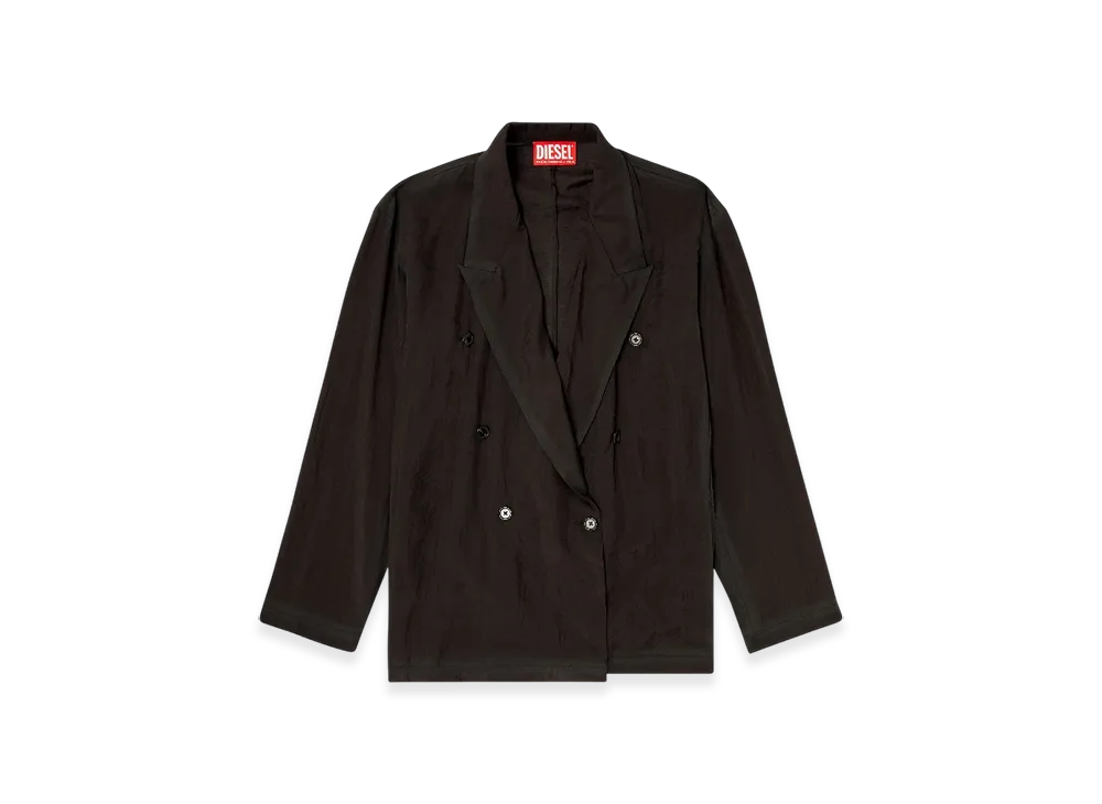 Diesel J-Keysery Double-Breasted Blazer In Wrinkled Shell "Black"