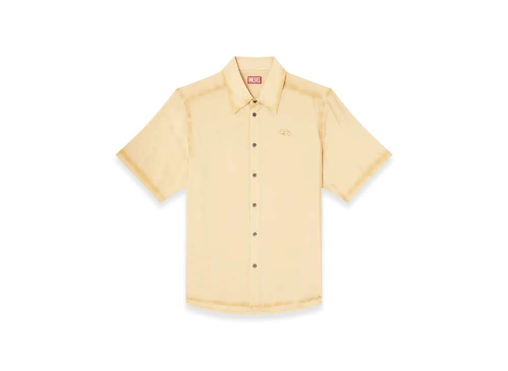 Diesel S-Simply-SS-Lhba Shirt In Crinkled Nylon-Viscose "Beige"