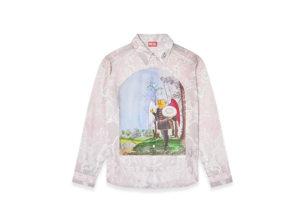 Diesel S-Simply-A-Ajfw Shirt With Medieval Print "Pink White"
