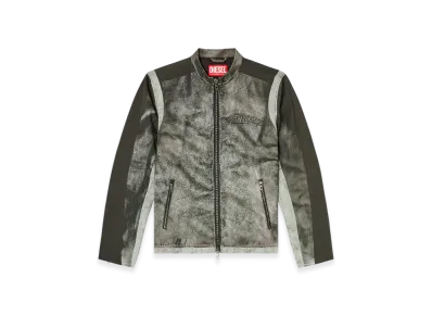 Diesel J-Evert Biker Jacket In Printed Canvas "Dark Gray"