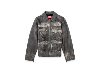 Diesel L-Mayer Leather Jacket With Trompe LOeil Pockets "Black"