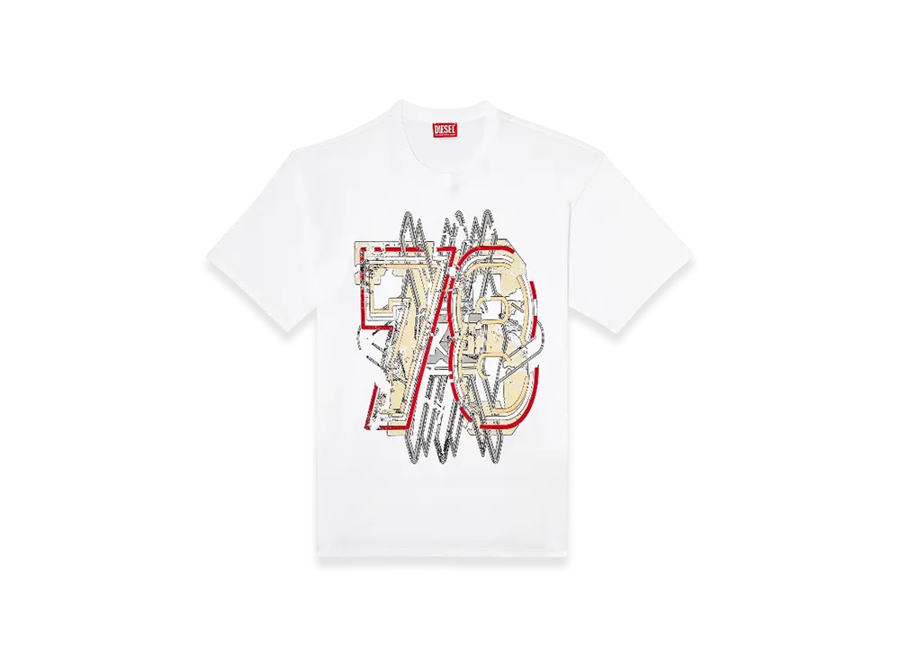Diesel T-Boxt-T8 T-Shirt With 78 Print "White"