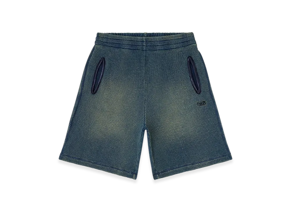 Diesel P-Wafy-Short Sweat Shorts In Mixed Denim-Look Jersey "Dark Blue"