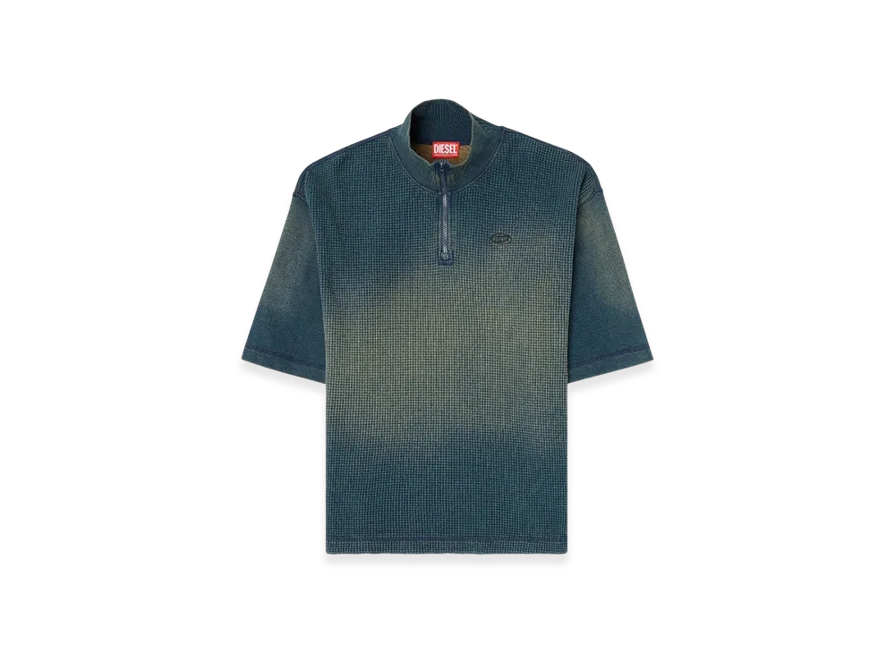 Diesel S-Wafycol-New Sweatshirt In Mixed Denim-Look Jersey "Dark Blue"