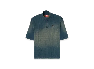 Diesel S-Wafycol-New Sweatshirt In Mixed Denim-Look Jersey "Dark Blue"