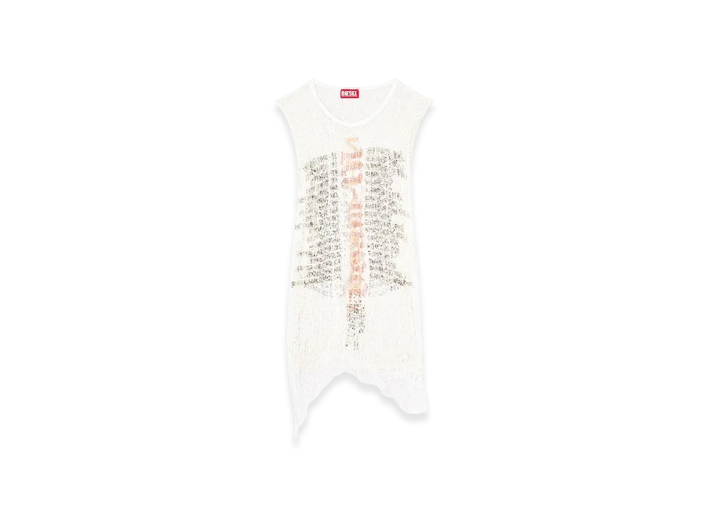 Diesel K-Abante-B Knitted Tank Top With Distressing "White"