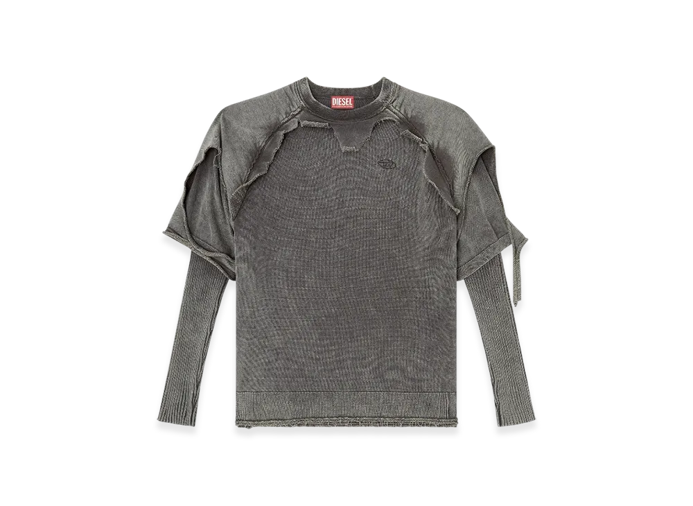 Diesel K-Petro Layered Sweater With Destroyed Effect "Dark Gray"