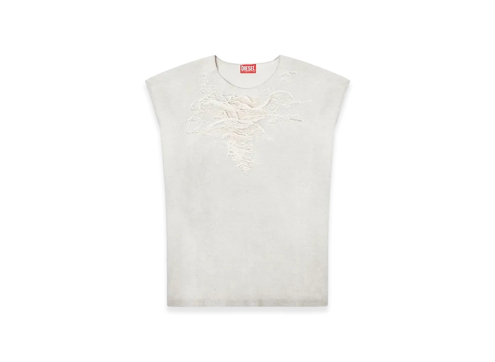 Diesel S-Rub-Sl Sleeveless Sweatshirt With Distressed Front "Light Grey"