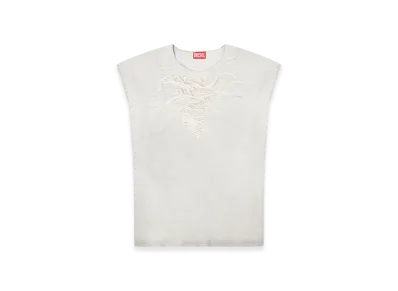 Diesel S-Rub-Sl Sleeveless Sweatshirt With Distressed Front "Light Grey"