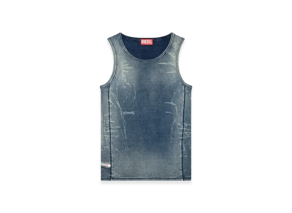 Diesel T-Go Ribbed Tank Top With Denim Trompe LOeil "Dark Blue"