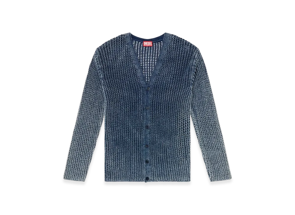 Diesel K-Redram Mesh-Knit Cardigan In Denim Yarn "Blue"