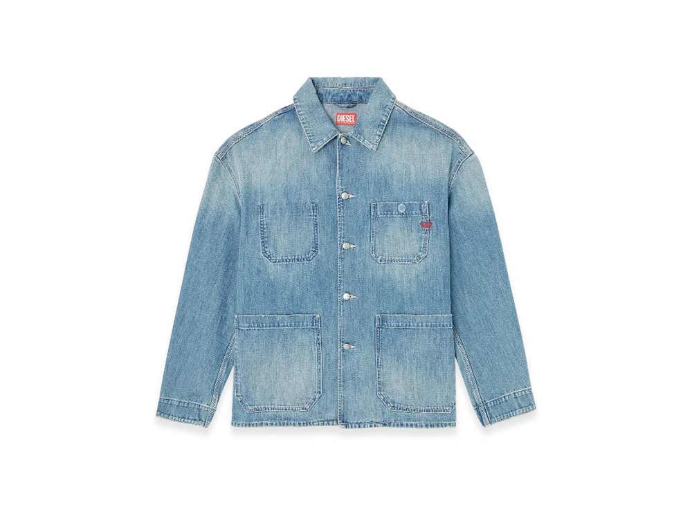 Diesel D-Stack-U Utility-Style Denim Jacket "Medium Blue"