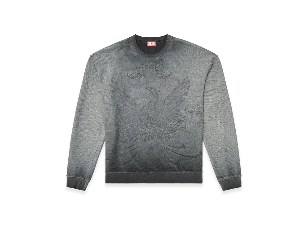 Diesel S-Aron Faded Sweatshirt With Devore Phoenix Logo "Gray"