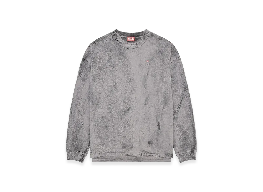 Diesel S-Baxt-T1 Cracked-Effect Sweatshirt With Micro Logo "Gray"