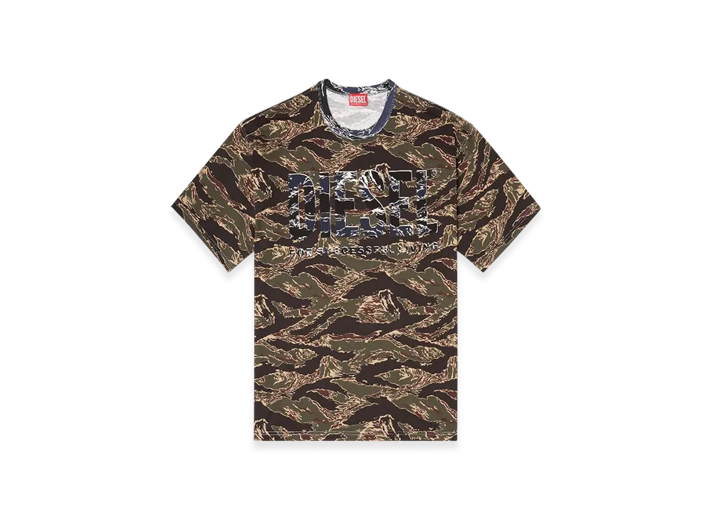 Diesel T-Boxt-T22 Camo T-Shirt With Camo Logo "Military Green"