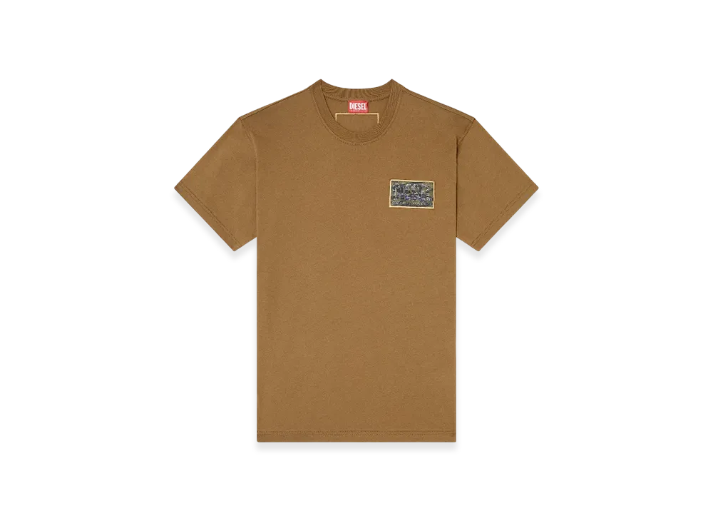 ディーゼル T ノーム T3 Tシャツ カモ ロゴパッチ "ブラウン"