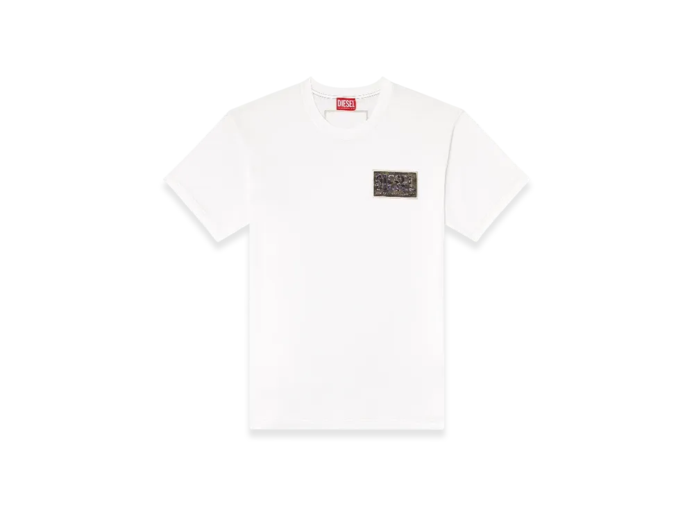Diesel T-Norm-T3 T-Shirt With Camo Logo Patch "White"